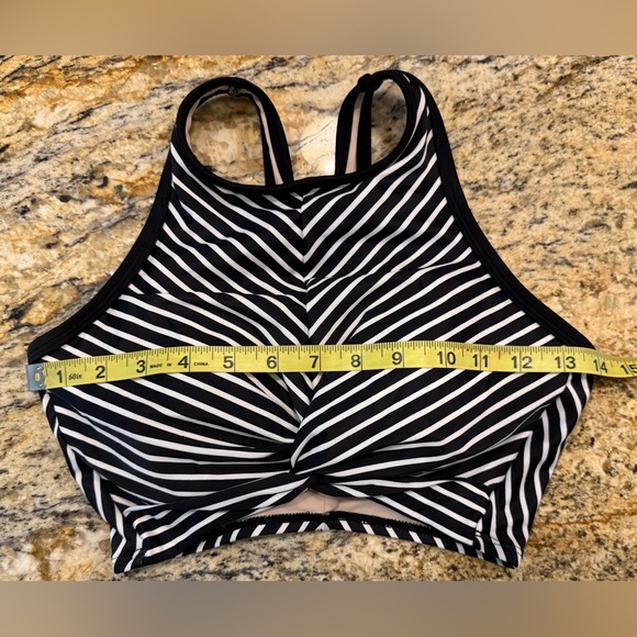 Kona Sol Women's High Neck Twist Front Bikini Top Size Small  Black Striped - Picture 10 of 11